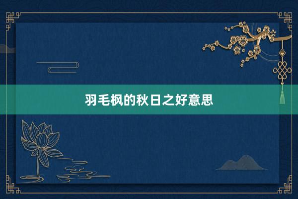羽毛枫的秋日之好意思